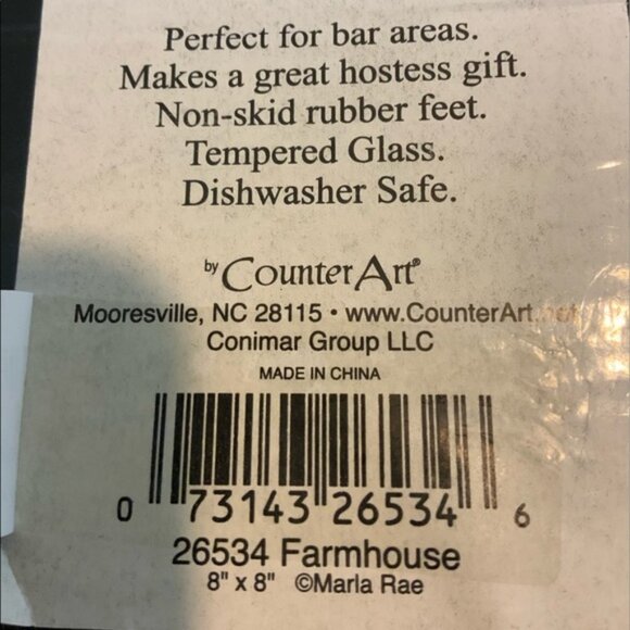 Glass Cheese Cutting Serve Board CounterArt Farmhouse Set with Knife - Picture 5 of 10